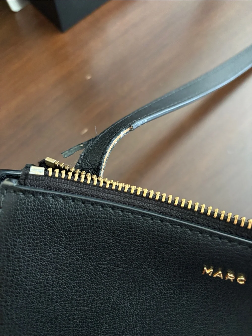 Marc Jacobs Black Leather Crossbody with Gold Hardware